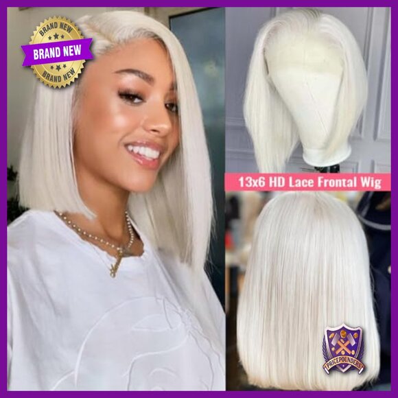 13x6 HD Lace Frontal Bob Wig Human Hair Pre Plucked Baby Hair 8 Inch